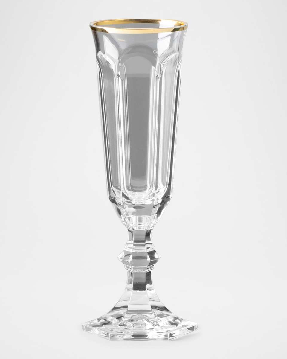 Dolce Vita 4 oz. Champagne Flutes with Gold Foil Trim, Set of 6